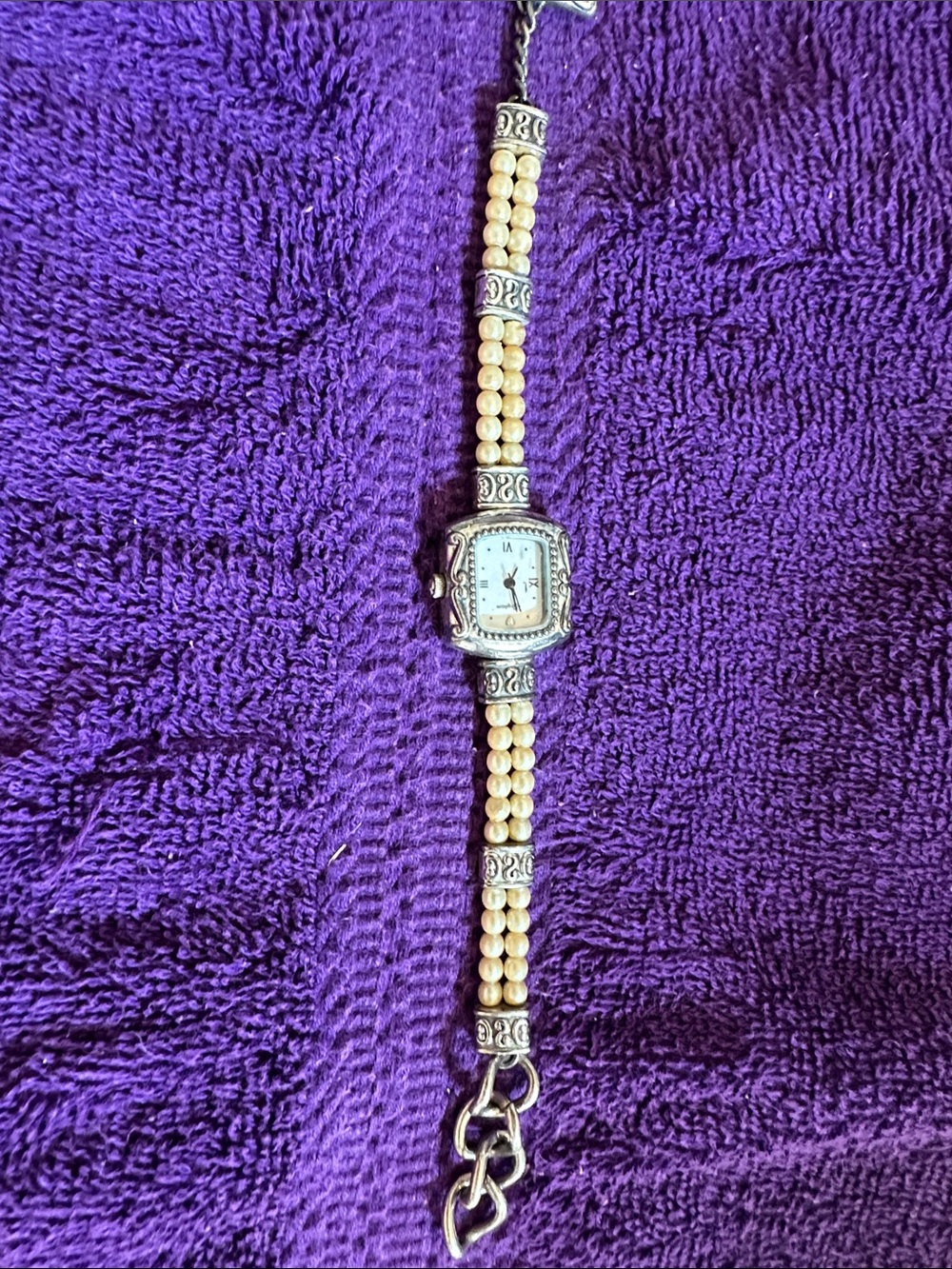 Brighton Cream Pearl Bracelet Watch with Silver Accents